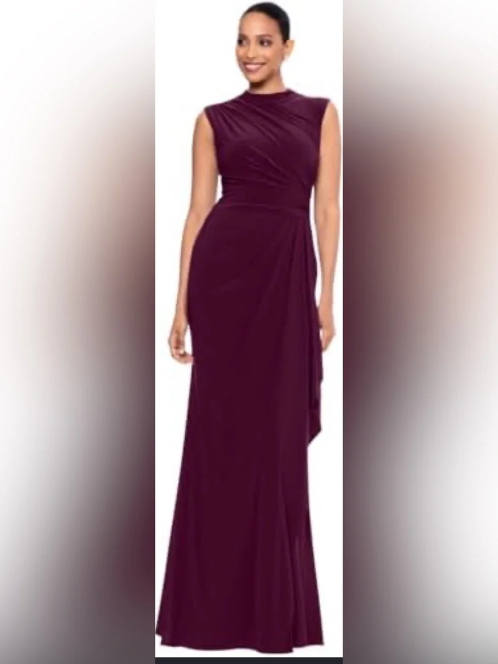 Betsy Adam Burgundy Ruched Sleeveless Gown Formal Evening Dress USA Size 12